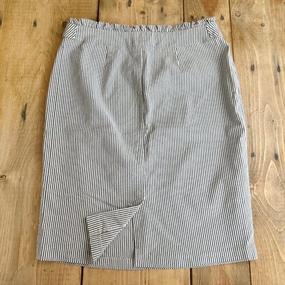 Soho Apparel Ticking Stripe Pencil Skirt Vintage Style M Linen Blend - Picture 3 of 5